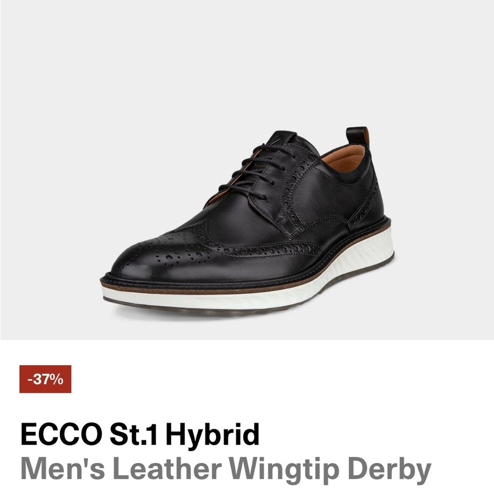 ECCO St 1 Hybrid Men’s leather wingtip derby shoe sz 45